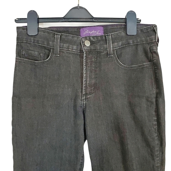 NYDJ Black Denim Crystal Embellished Straight Leg Jeans - Picture 2 of 9